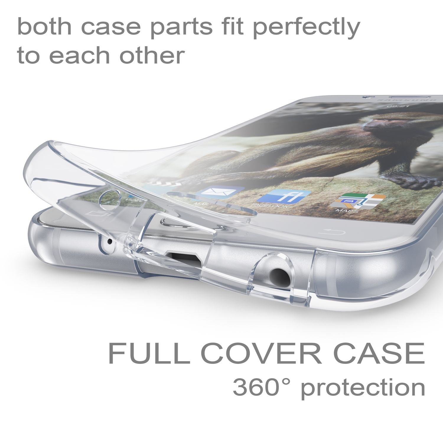NALIA Klare 360 Grad Silikon Transparent Hülle, (2017), Galaxy Backcover, Samsung, J3