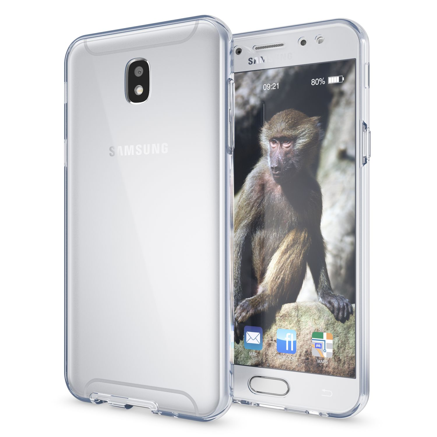 360 Transparent Backcover, Grad J7 Klare Galaxy (2017), Silikon NALIA Samsung, Hülle,