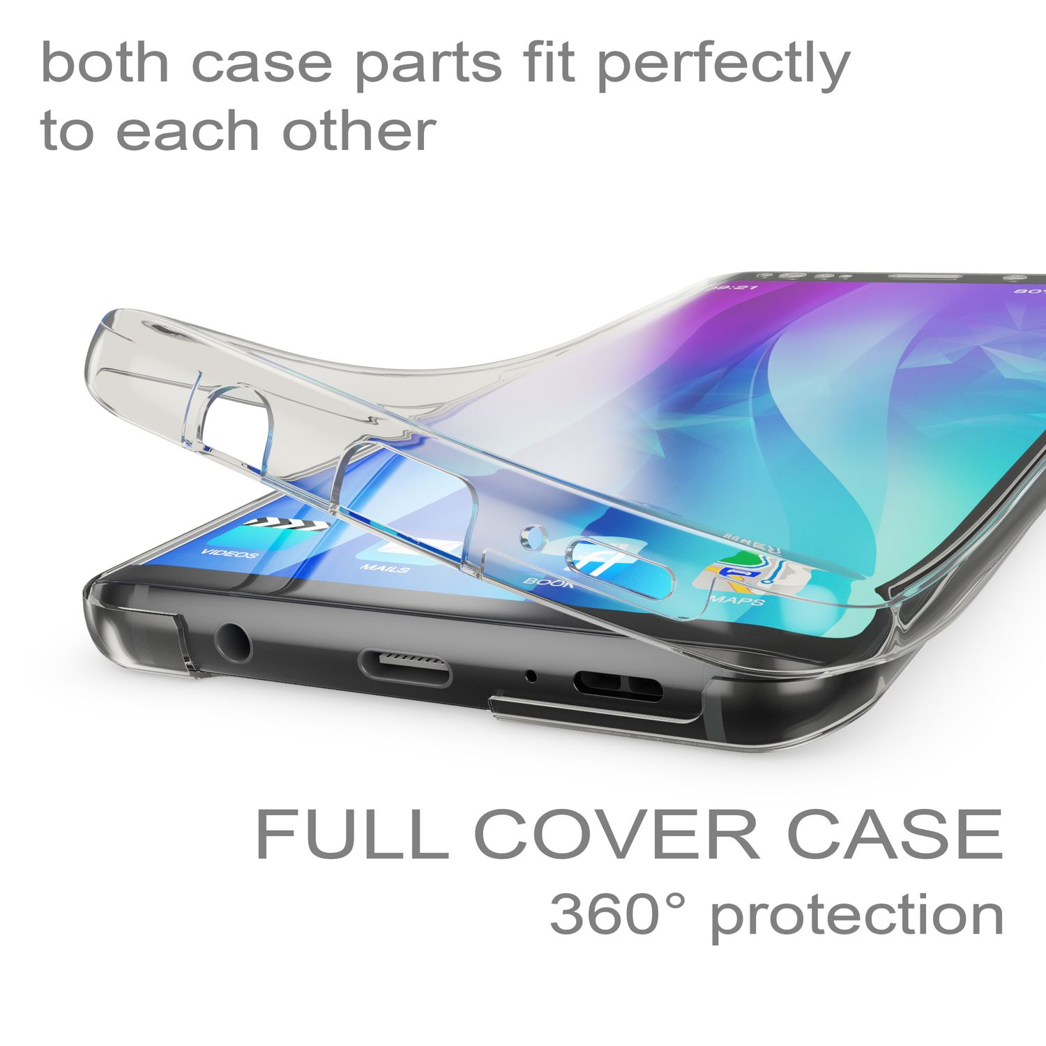 NALIA Klare 360 Grad Hülle, S9 Backcover, Galaxy Plus, Schwarz Silikon Samsung
