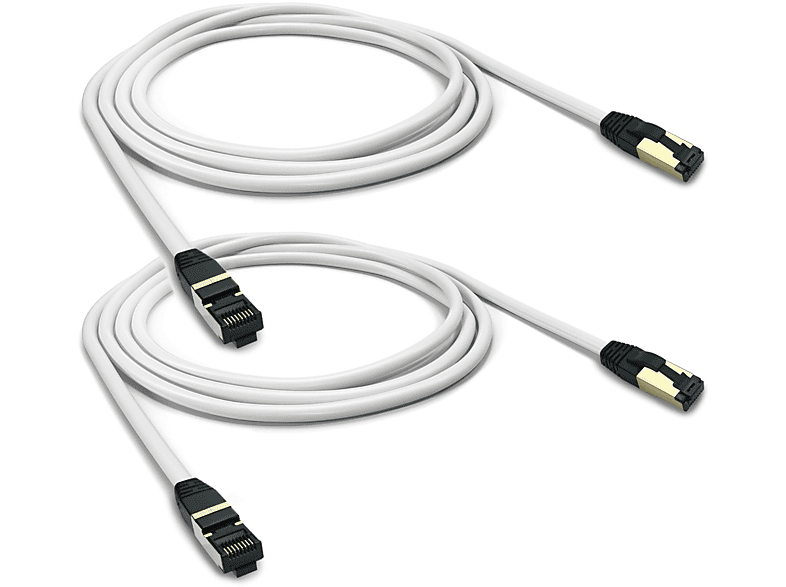 ARLI 2x 3m Patchkabel Cat8.1 Netzwerkkabel, weiß