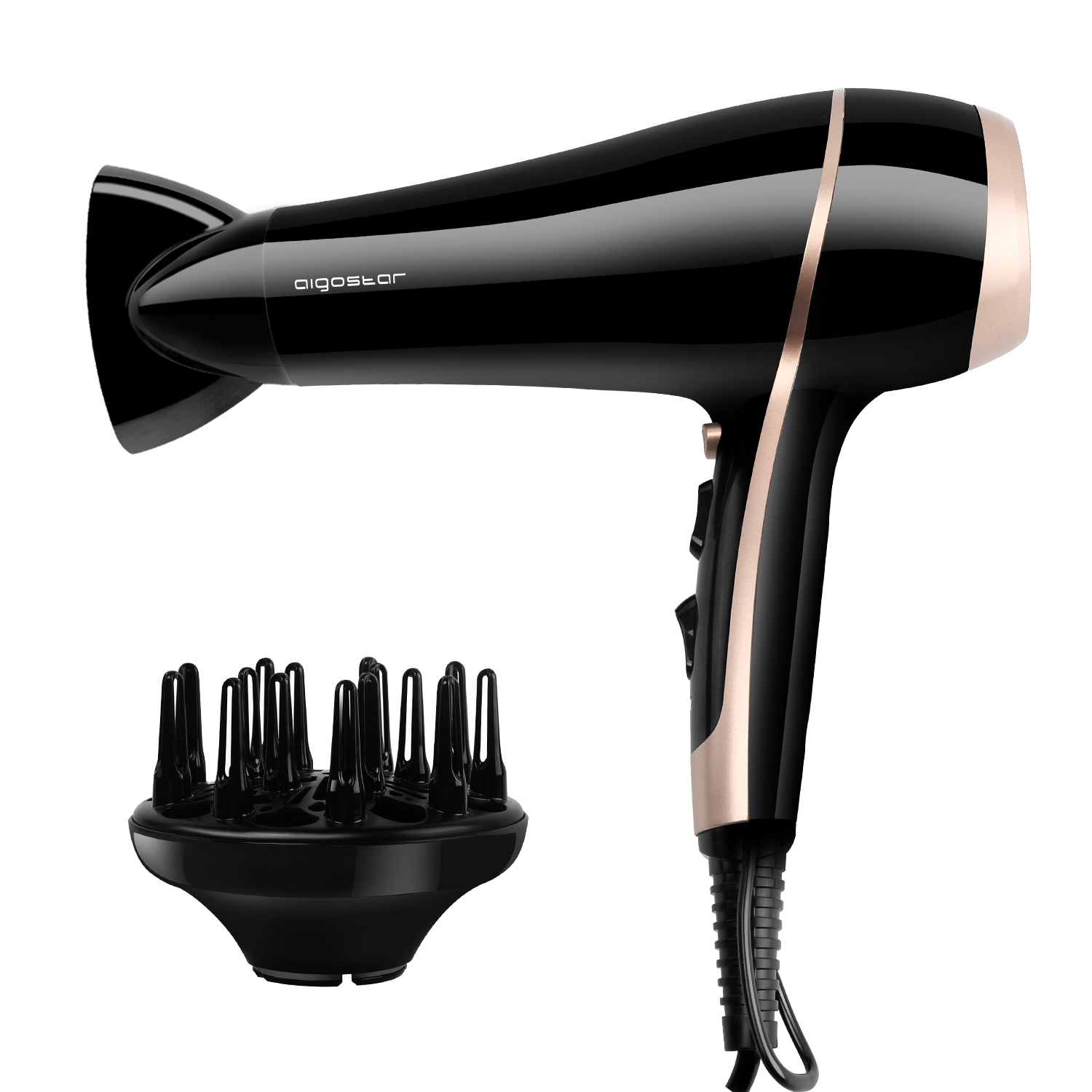 Secador De Cabello aigostar lora 33lnk 2400w 3 niveles temperatura pelo profesional 2 velocidades y incluye difusor boquilla concentradora 2400