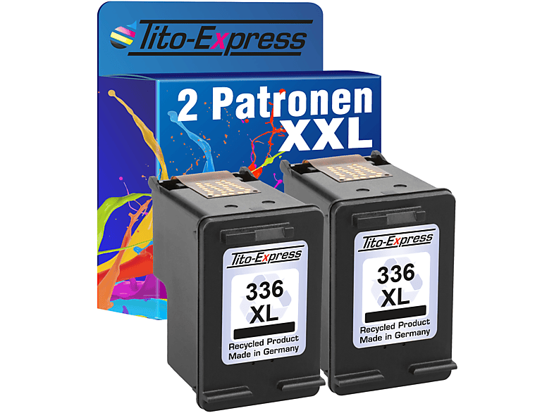 TITO-EXPRESS PLATINUMSERIE 2er Set ersetzt Tintenpatronen (C9362EE) 336 Black HP XL