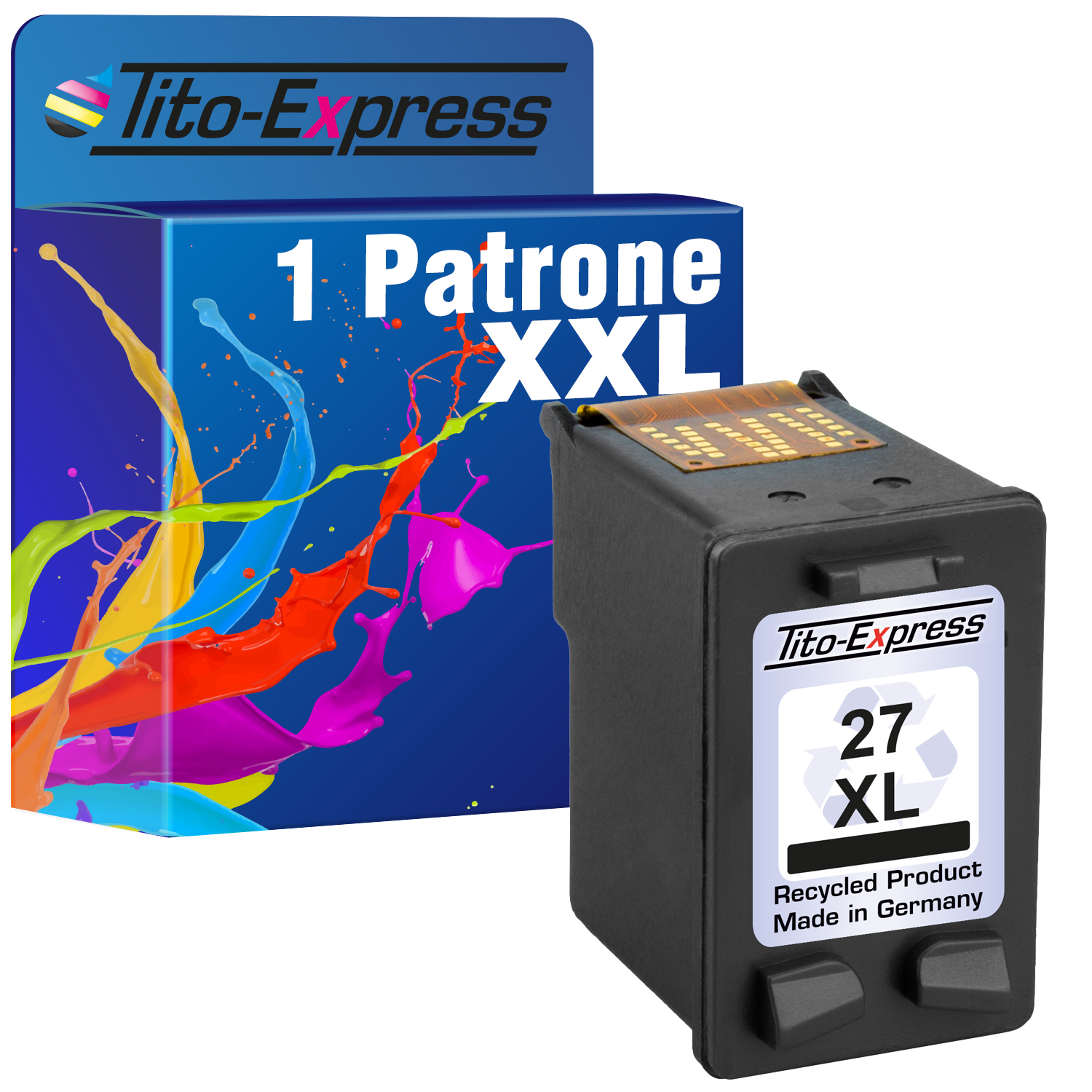Patrone 27 XL PLATINUMSERIE ersetzt HP Tintenpatrone (C8727AE) Black 1 TITO-EXPRESS