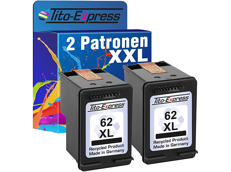 TITO-EXPRESS PLATINUMSERIE 2er Set ersetzt HP 62 XL Black Tintenpatronen Black (C2P05AE)