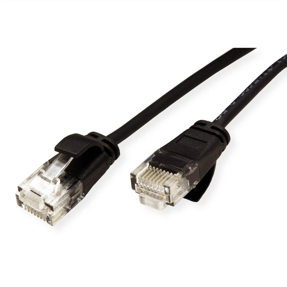 Czarny kabel Ethernet z wtyczkami na obu końcach.