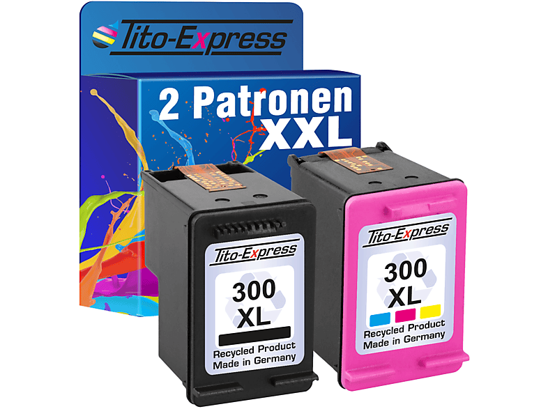 TITO-EXPRESS PLATINUMSERIE 2er Set Color Black, HP XL & 300 Black Tintenpatrone Yellow Magenta, (CN637EE) ersetzt Cyan