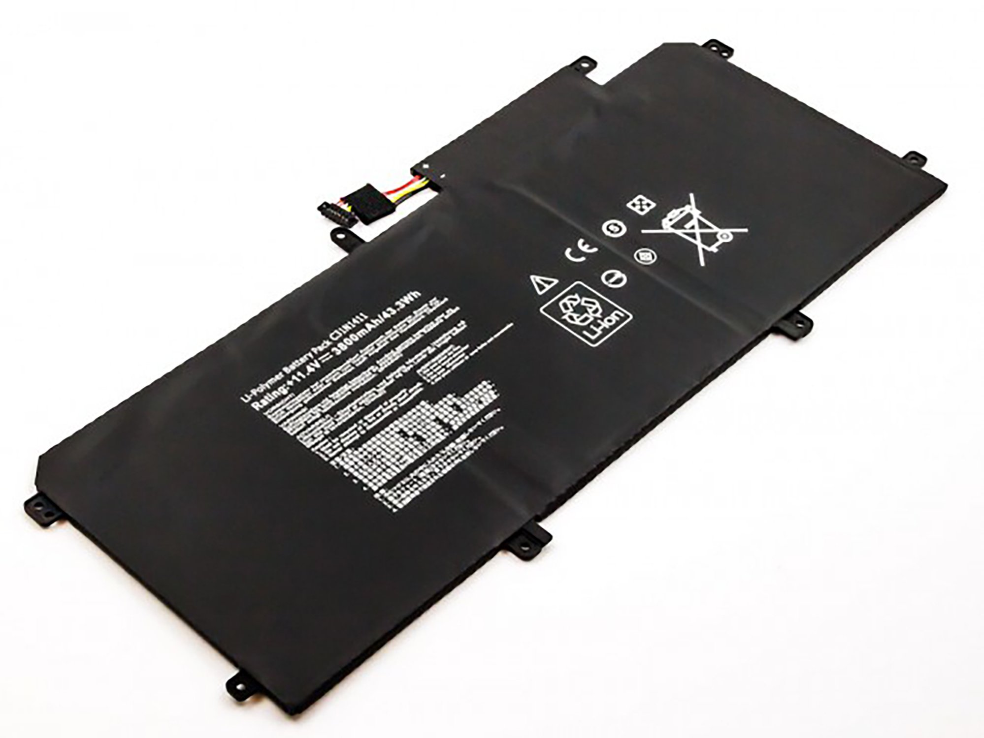 AGI ZenBook Akku Li-Pol Volt, Notebookakku, 3800 mAh kompatibel UX305FA-FB186H 11.4 mit Asus Li-Pol,