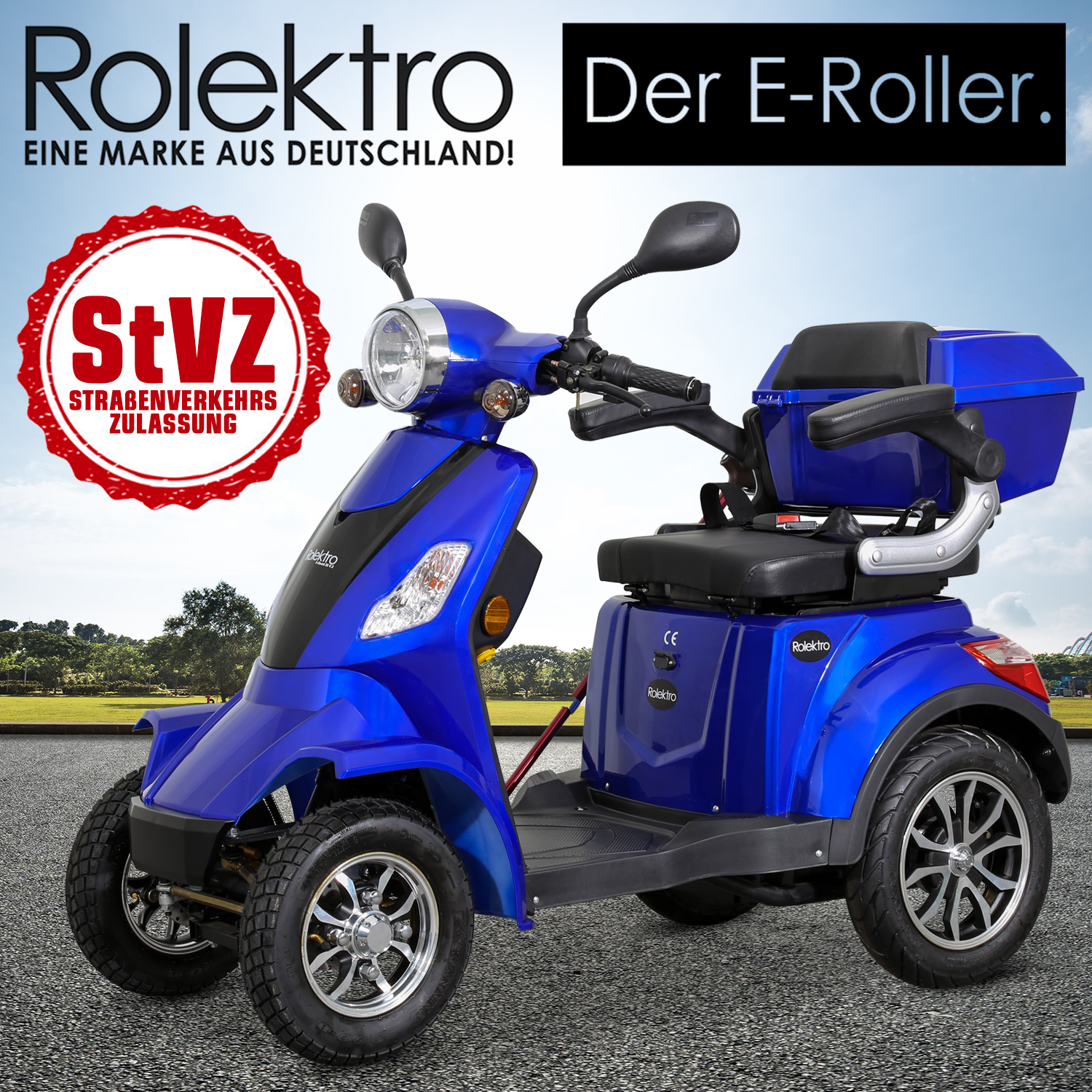 Blei-Gel 25 15,7 Blau) E-Quad ROLEKTRO Zoll, Unisex-Rad, Seniorenmobil E-Scooter (Laufradgröße: V.2