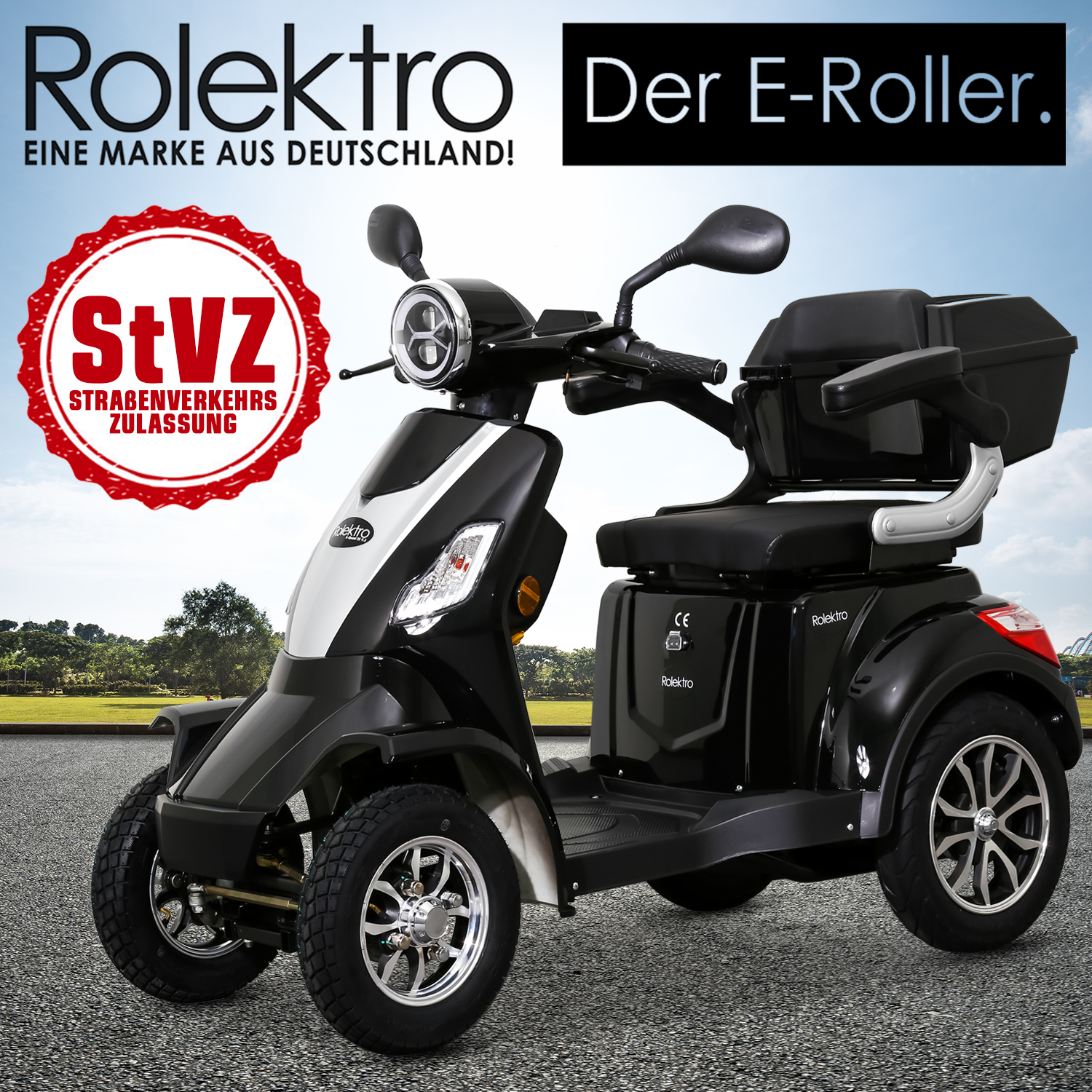 ROLEKTRO E-Quad 25 E-Scooter Blei-Gel (Laufradgröße: Unisex-Rad, V.2 Zoll, Schwarz) 15,7 Seniorenmobil