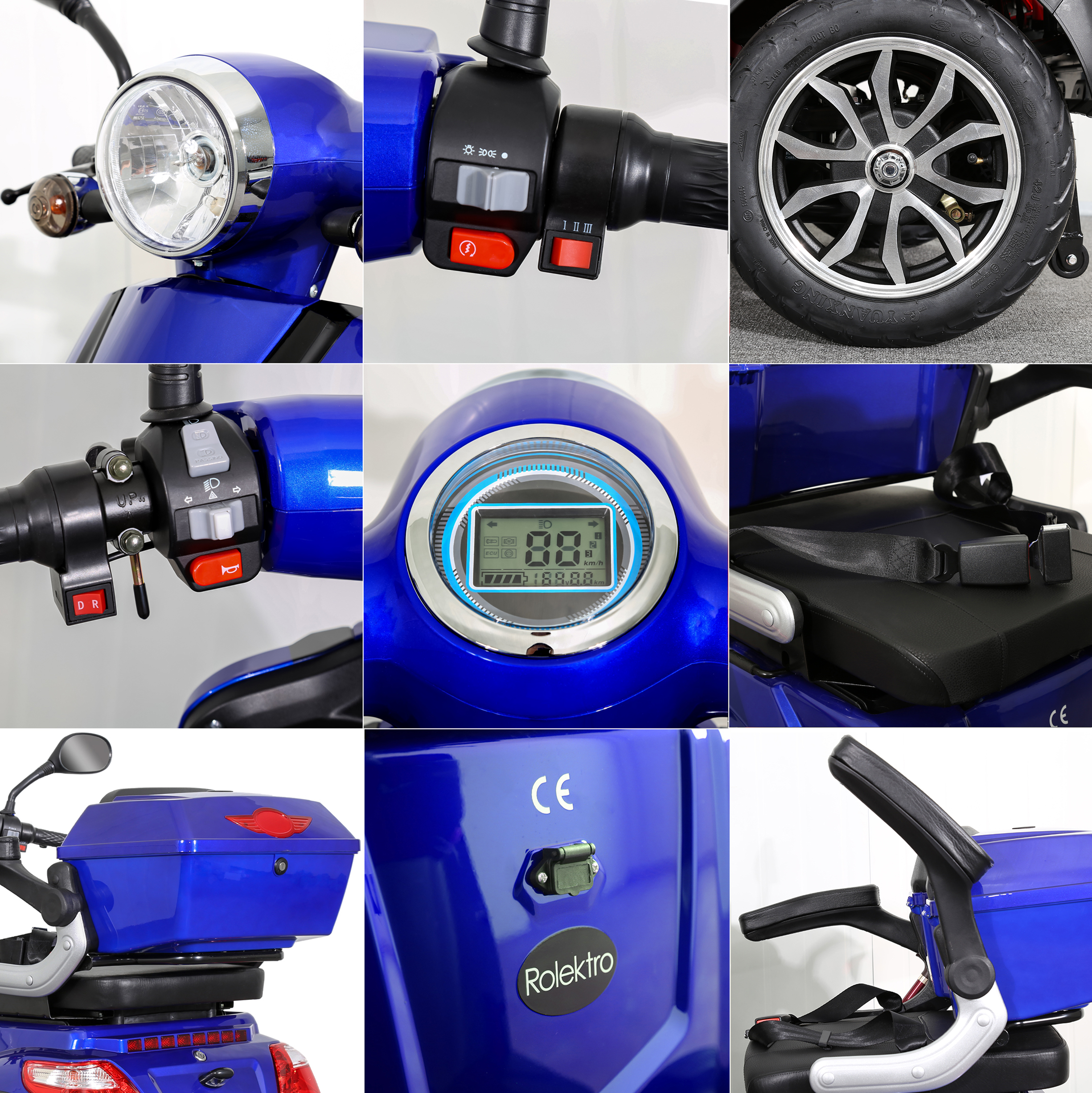 ROLEKTRO E-Quad 25 Zoll, Blei-Gel Blau) V.2 Unisex-Rad, 15,7 Seniorenmobil E-Scooter (Laufradgröße