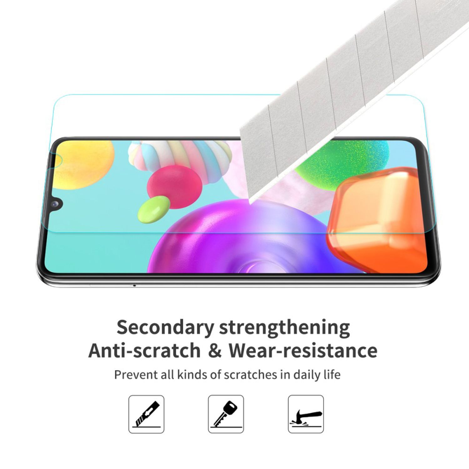 KÖNIG DESIGN 2er Pack Displayschutz Galaxy Schutzfolie(für Samsung A41)