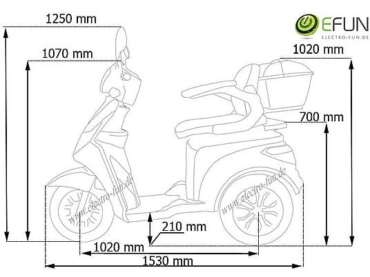 ECO ENGEL 501 Rot Senioren Roller  25 km/h Seniorenmobil E-Scooter Rot