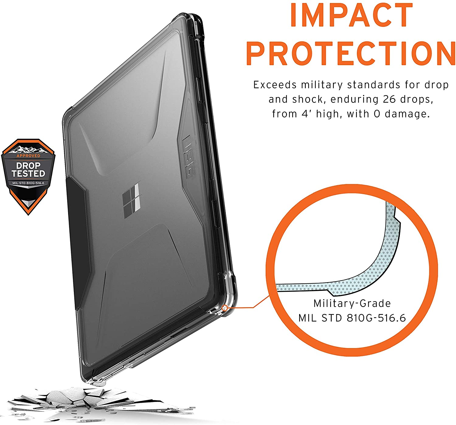 URBAN ARMOR GEAR Plyo Surface Laptop Go Laptop für Microsoft Full Kunststoff, Transparent Hülle Cover