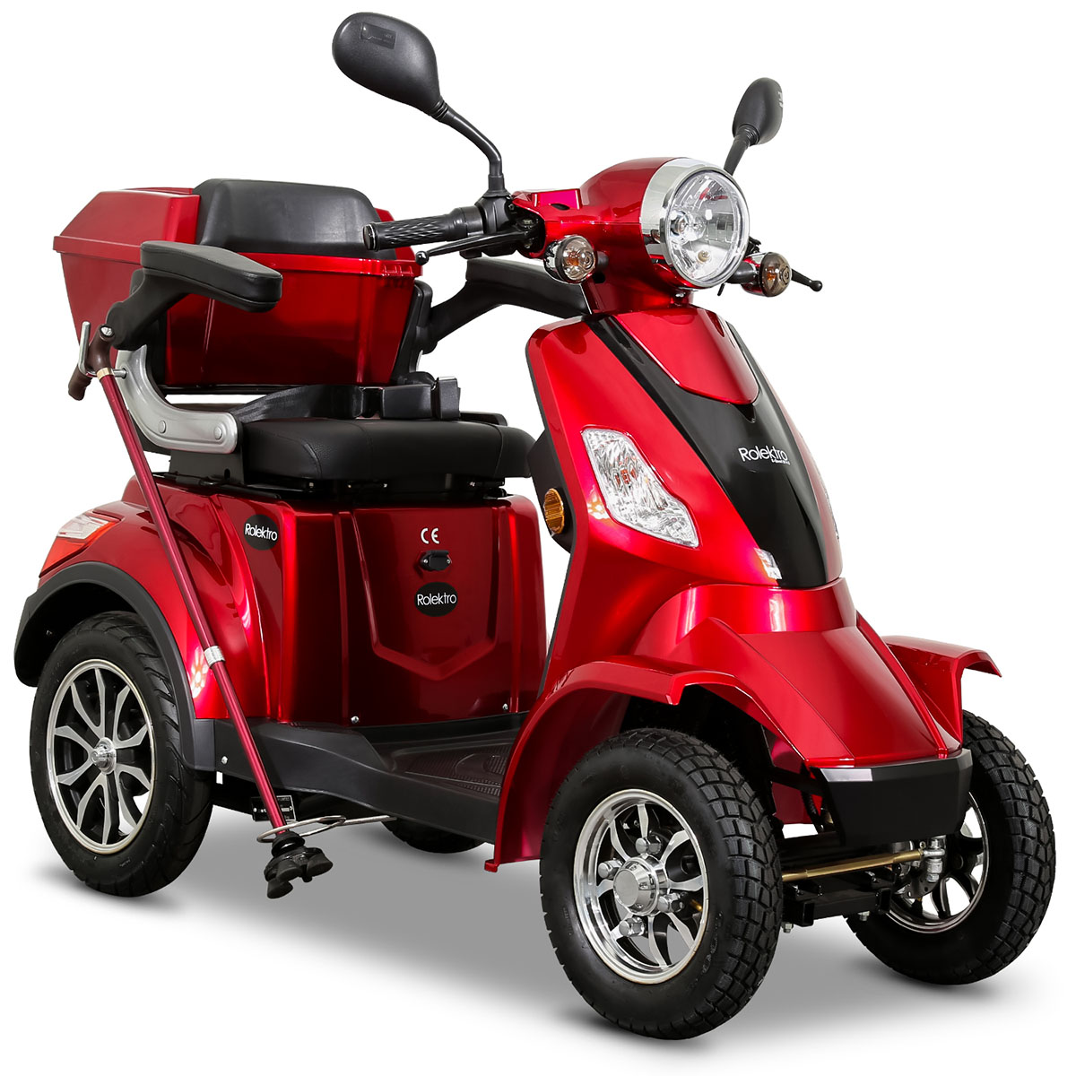 ROLEKTRO E-Quad 25 V.2 Blei-Gel Rot) Unisex-Rad, 15,7 E-Scooter Seniorenmobil Zoll, (Laufradgröße
