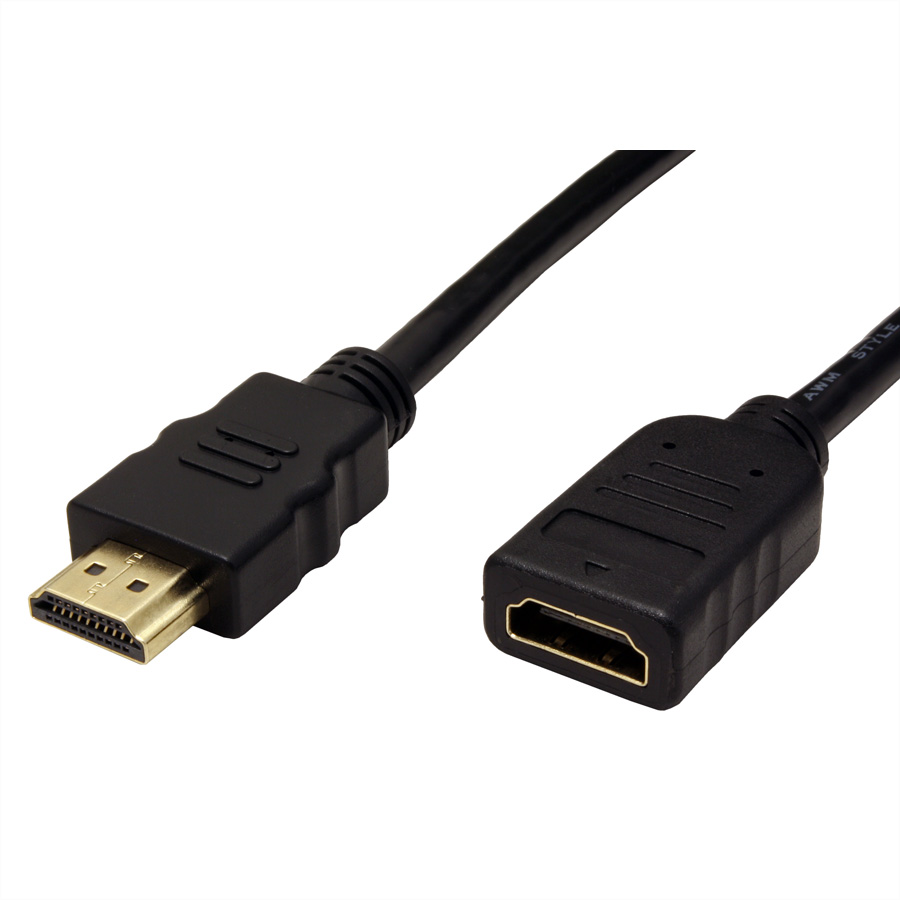 HDMI-Kabel, schwarz, weißer Hintergrund.