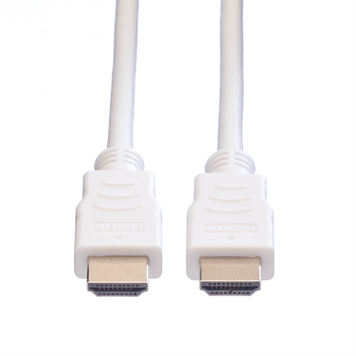 Twee witte HDMI-kabels met connectoren.