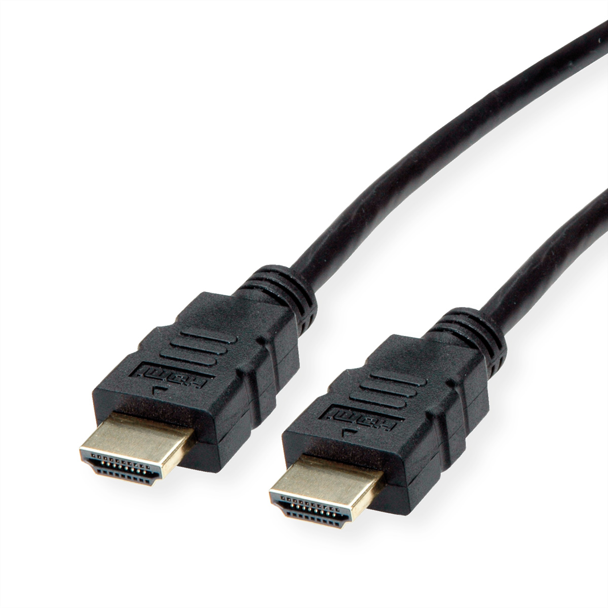 Zwarte HDMI-kabels met connectoren. Witte achtergrond.