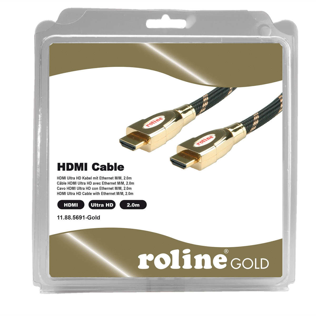 ROLINE GOLD HDMI Ultra HD HDMI HD Ethernet, ST/ST mit Kabel mit Kabel Ethernet Ultra