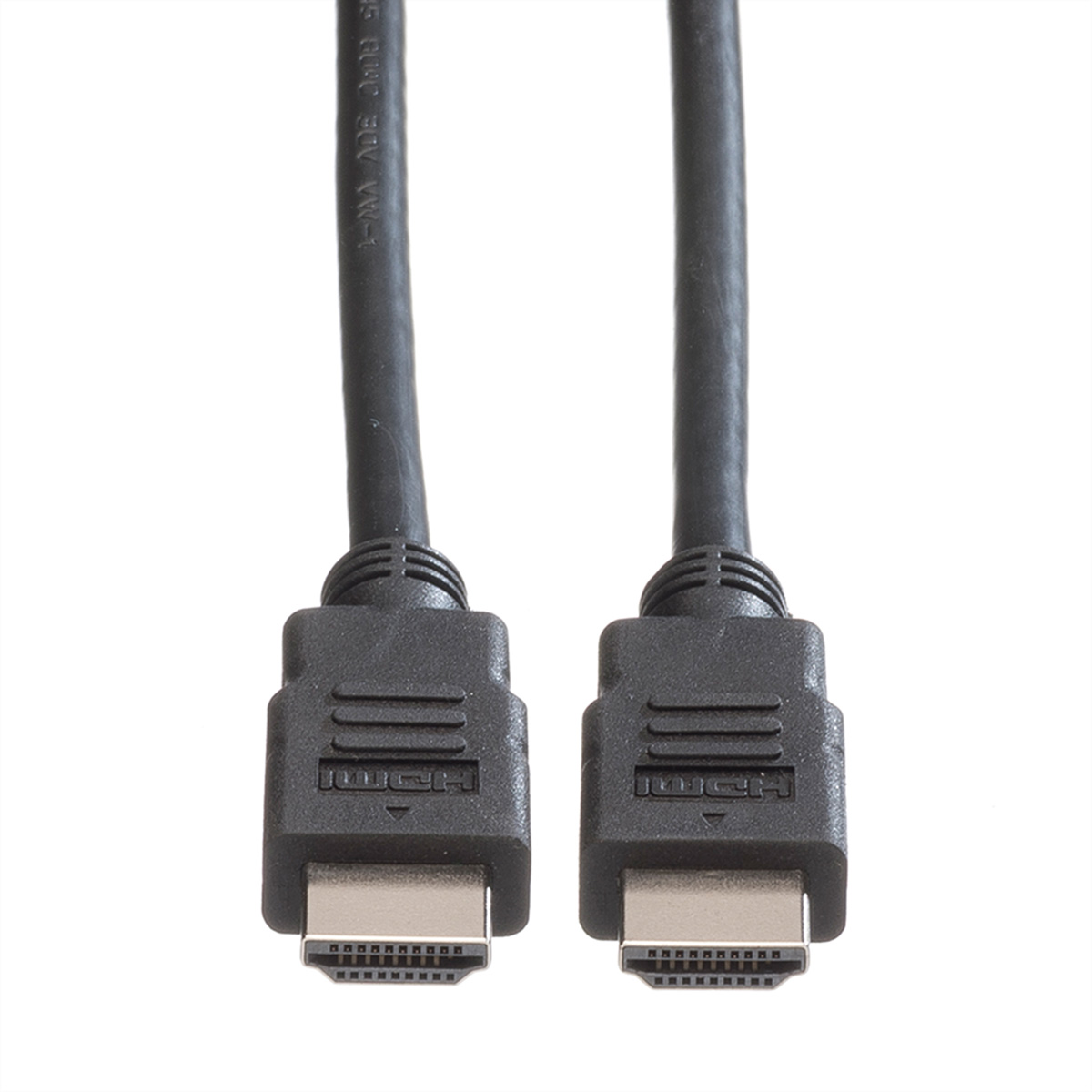 Twee zwarte HDMI-kabels met connectoren op een witte achtergrond.