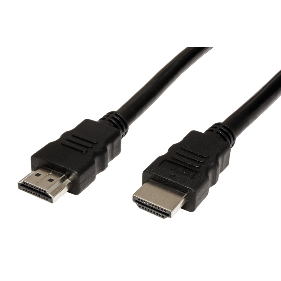 Deux câbles HDMI noirs avec connecteurs sur fond blanc.