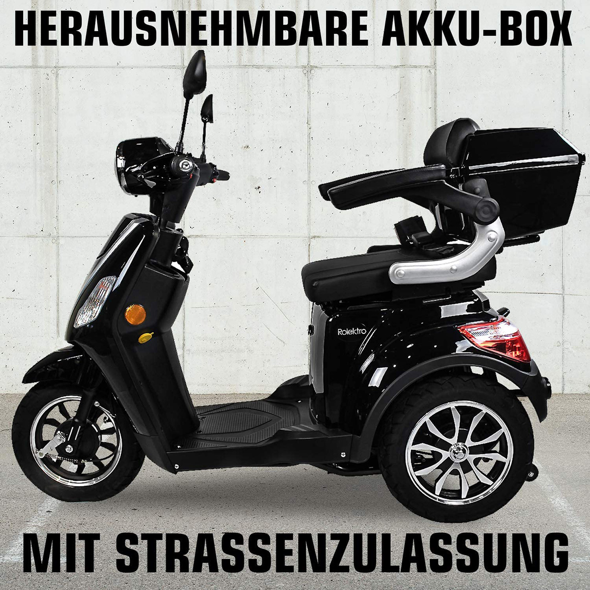 Schwarz) (Laufradgröße: V.3 Lithium Zoll, E-Scooter Seniorenmobil 15,7 25 Unisex-Rad, E-Trike ROLEKTRO
