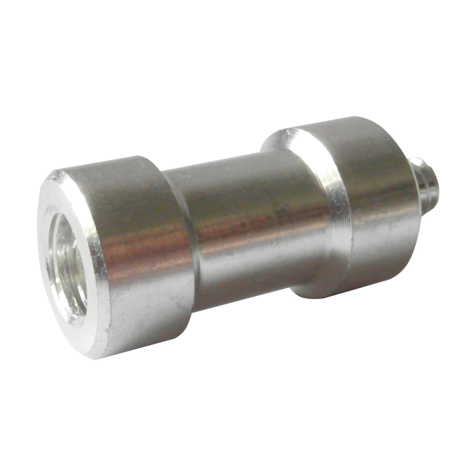 Silberner Metallbolzen mit Gewindeende und glattem Körper.