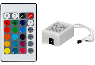 ECD-GERMANY LED-Fernbedienung mit 24 Tasten für RGB-Streifen inkl. Empfänger LED Fernbedienung Weiß