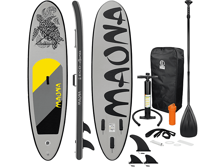 ECD-GERMANY Aufblasbares Stand Up Up Board Grey Stand Paddle, Paddle