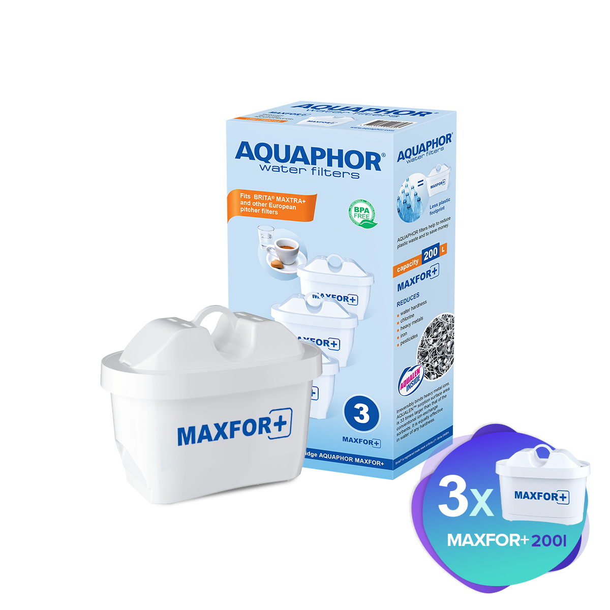 AQUAPHOR Wasserfilterkartusche MAXFOR+ Weiß Wasserfilterkartusche