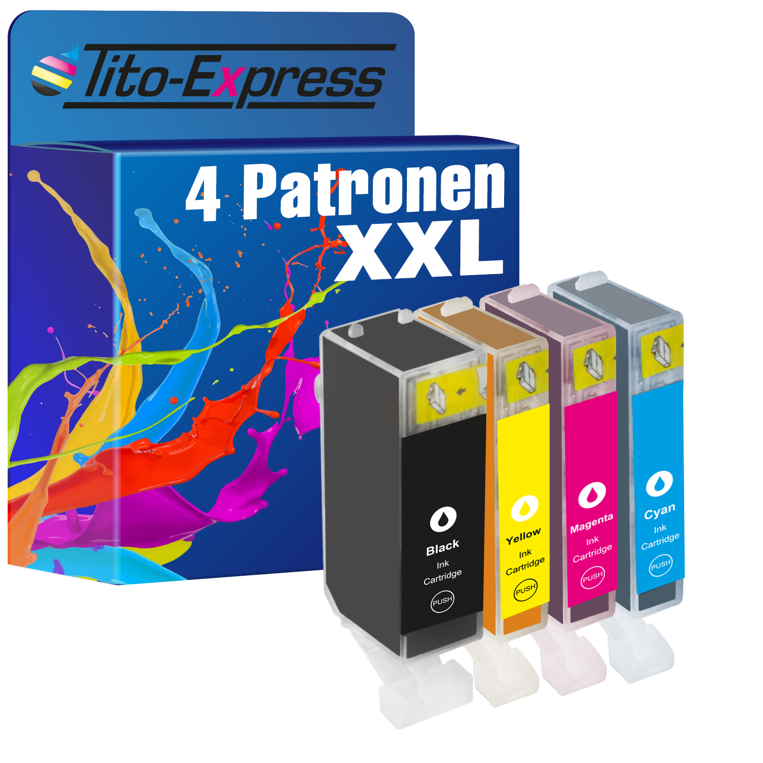 Set TITO-EXPRESS (PGI5 black, Canon CLI-8XL CLI8) ersetzt magenta, Tintenpatronen cyan, 4er yellow PGI-5XL PLATINUMSERIE