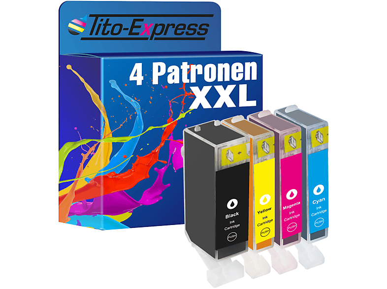 TITO-EXPRESS PLATINUMSERIE 4er Set ersetzt Canon PGI-5XL CLI-8XL Tintenpatronen black, cyan, magenta, yellow (PGI5 CLI8)