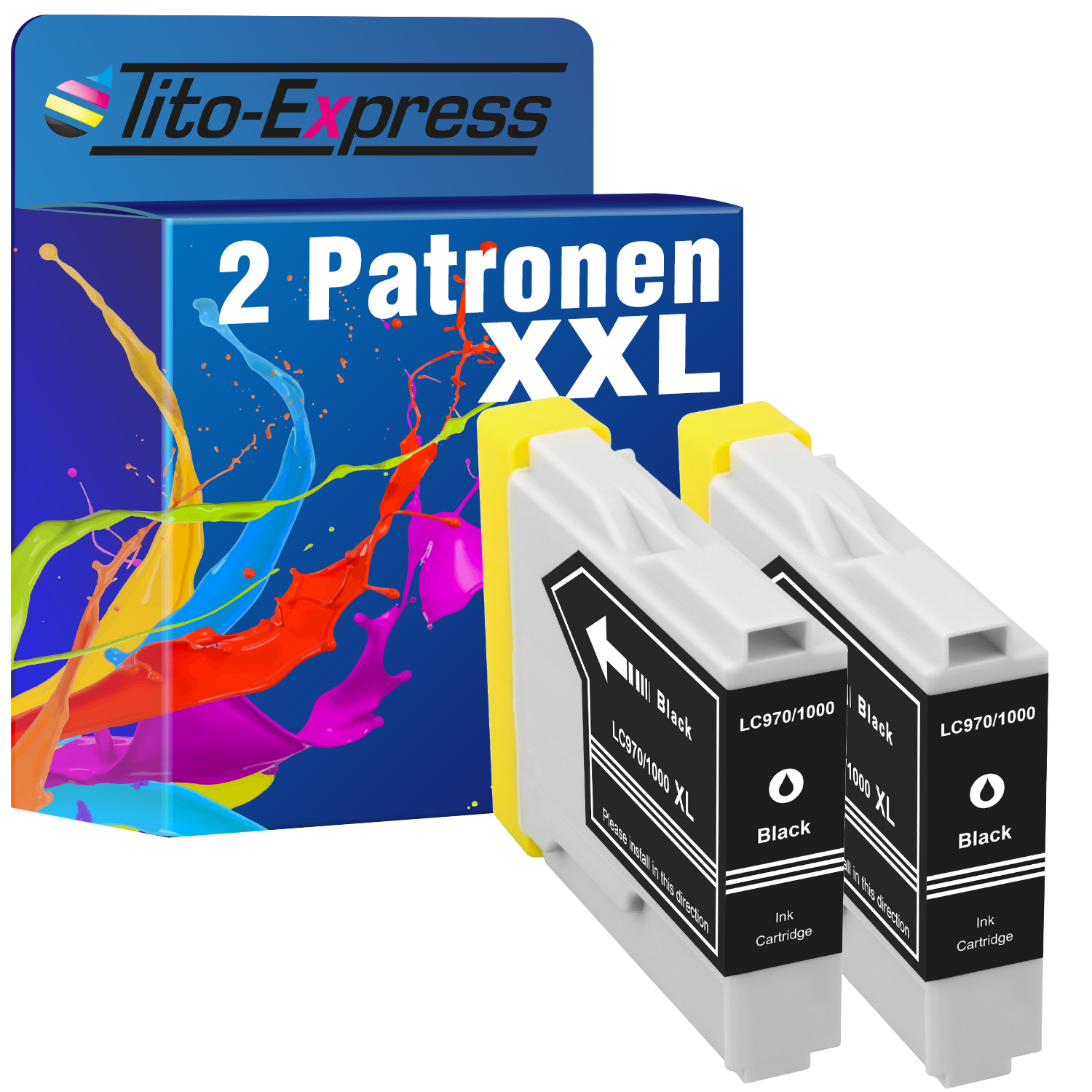 Tintenpatrone TITO-EXPRESS Set ersetzt LC-970 2er PLATINUMSERIE Brother black (LC970)