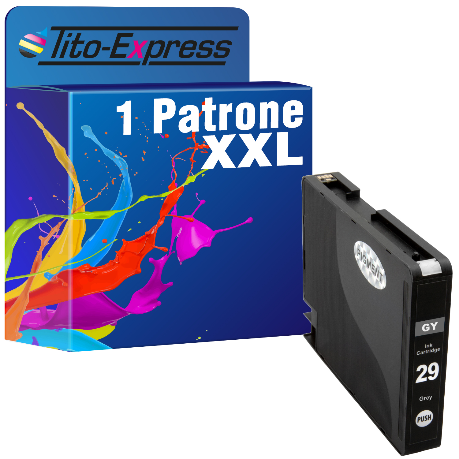 TITO-EXPRESS PLATINUMSERIE 1 PGI-29XL (4871 Patrone ersetzt Tintenpatrone B Canon 001) grey