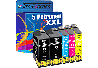 TITO-EXPRESS PLATINUMSERIE 5er Set ersetzt Epson T1301-T1304 Tintenpatronen black, cyan, magenta, yellow (C13T13014010)