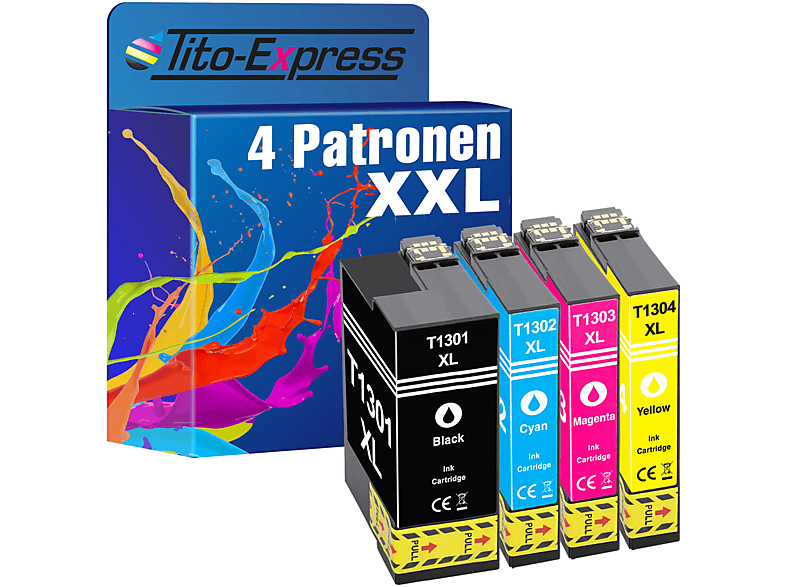 TITO-EXPRESS PLATINUMSERIE 4er Set ersetzt Epson T1301-T1304 Tintenpatronen black, cyan, magenta, yellow (C13T13014010)