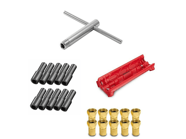 ARLI Abisoliermesser + 10x F- Stecker + 10x Gummitüllen Montage Set