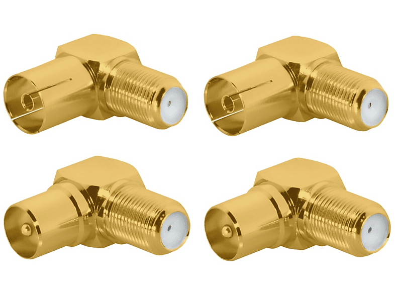 ARLI Winkel Adapter 2x Antennenstecker + 2x Antennenbuchse vergoldet Winkeladapter