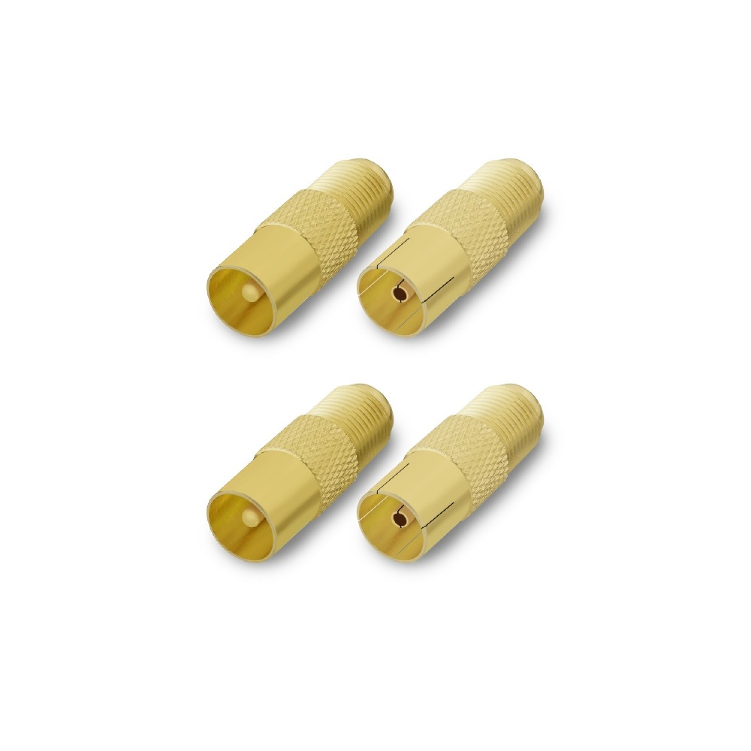 ARLI TV Adapter mm Stecker vergoldet Adapter 9,5 Kupplung + 2x IEC 2x