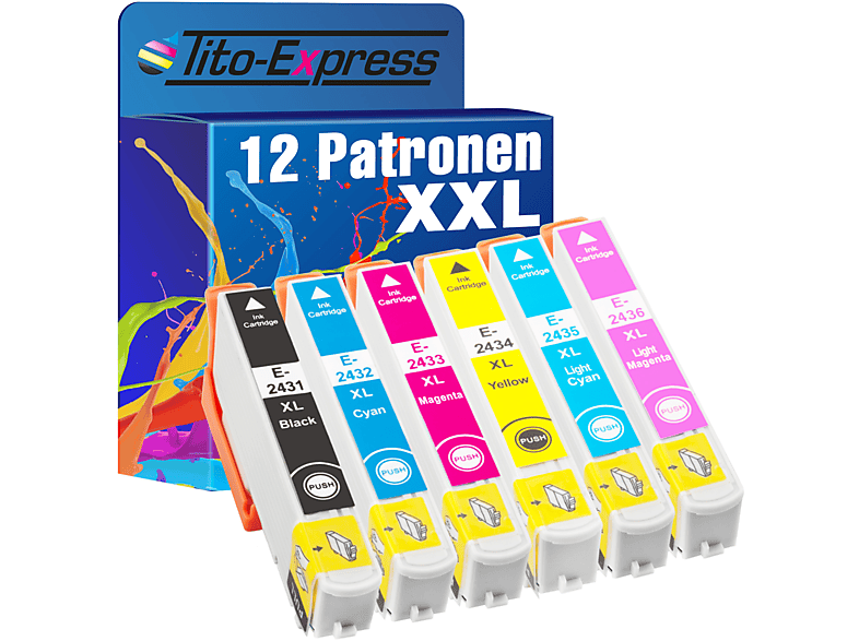 TITO-EXPRESS 13 Tintenpatronen (C magenta, 12er magenta T PLATINUMSERIE cyan, yellow, cyan, 24XL light black, Set light ersetzt 24314010)