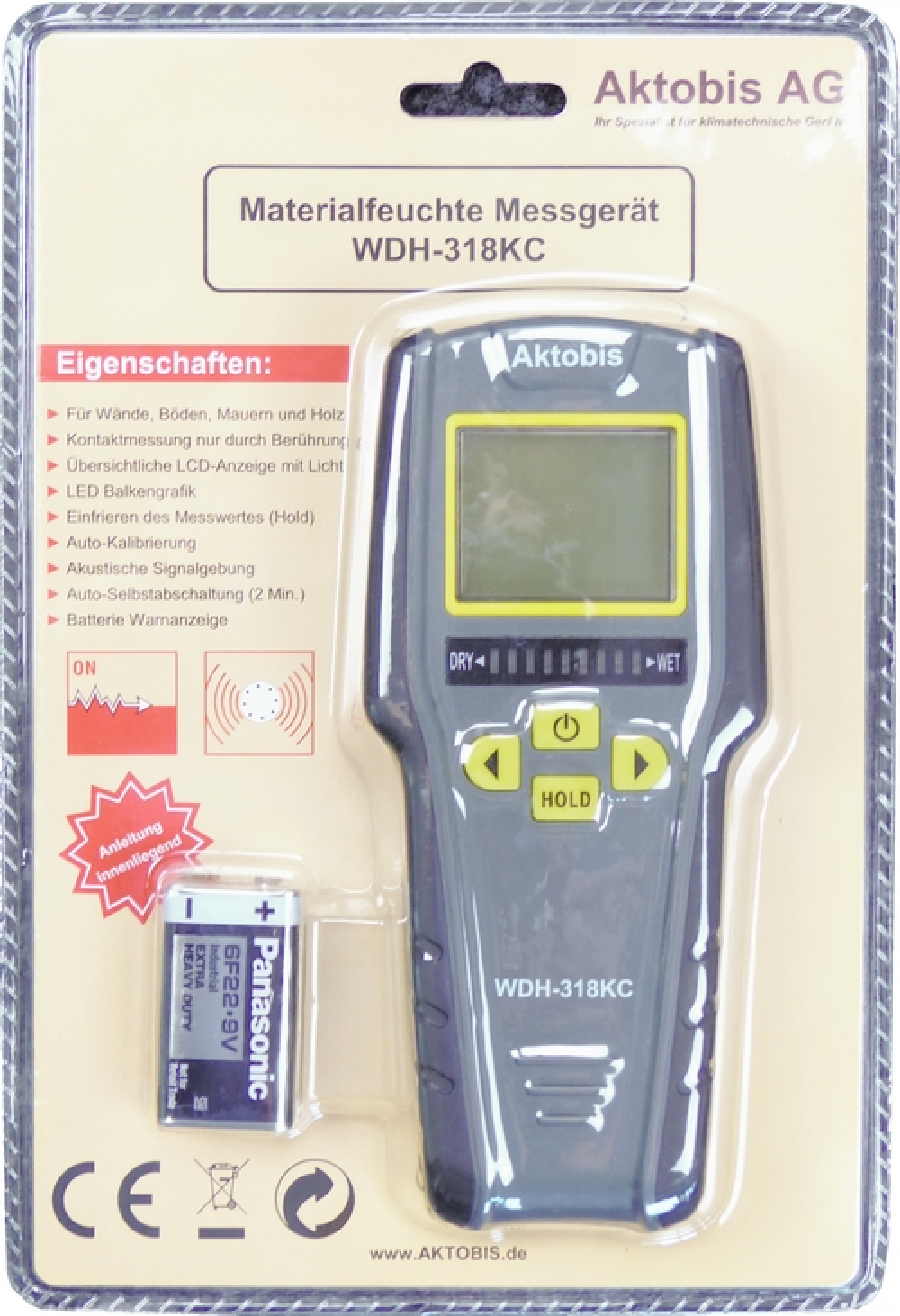 Messgerät WDH-318KC WDH Materialfeuchte Feuchteindikator