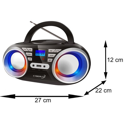 Boombox | Black | CL-800 LED-Discolichter CD-Player CYBERLUX | Tragbarer