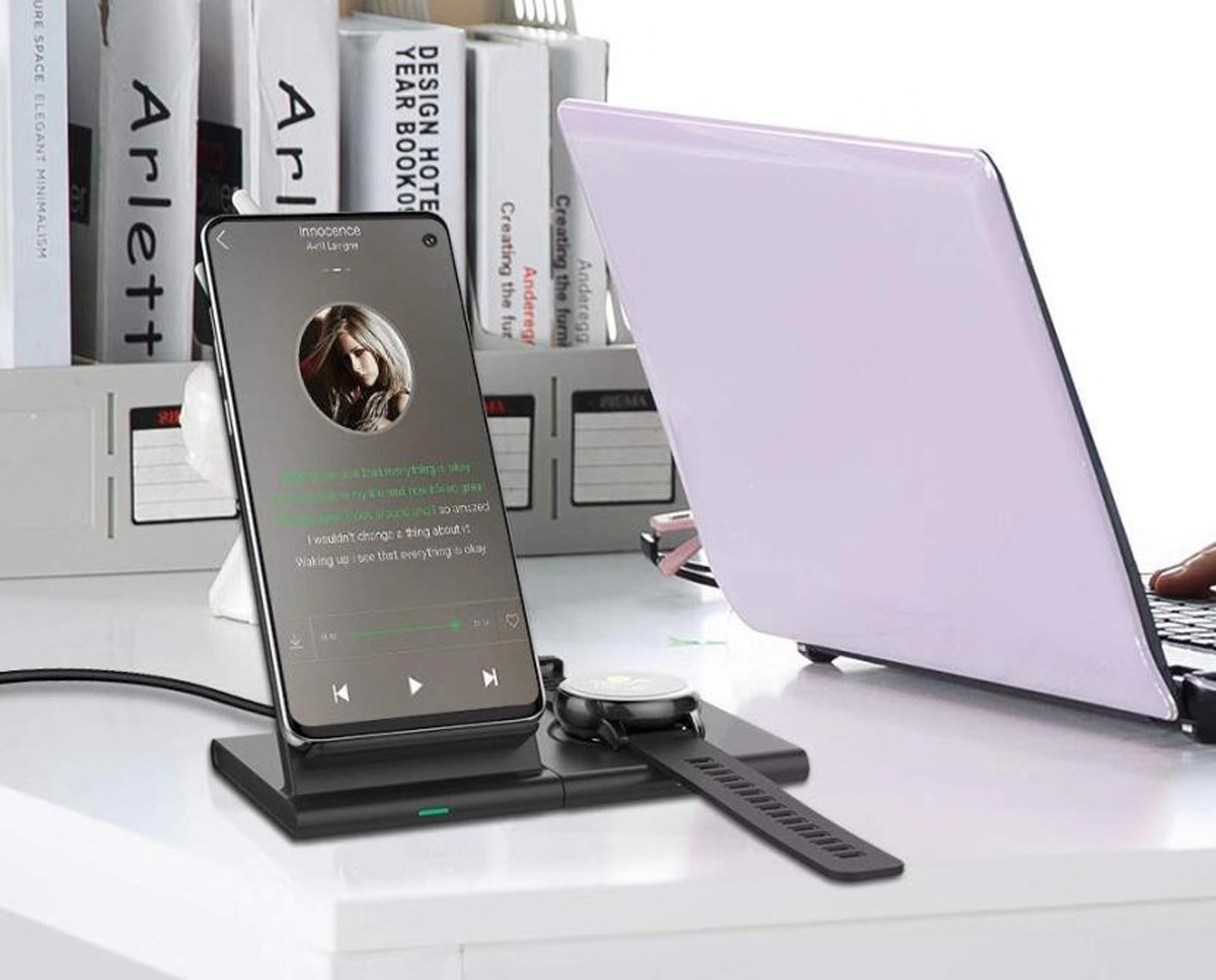 Wireless Dual Ladegerät LOOKIT Qi weiß Induktive Samsung, Ladestation C6-Dual Induktive