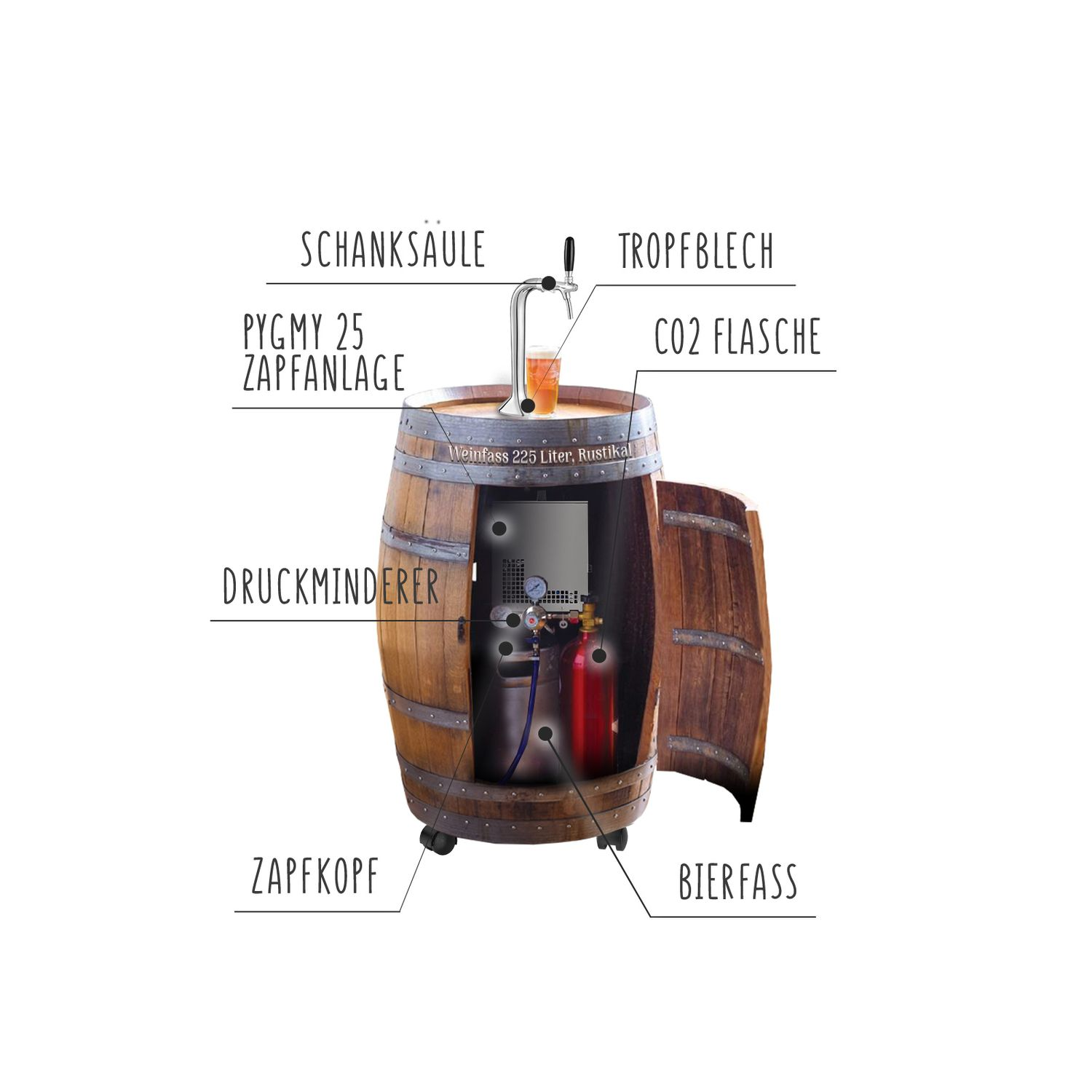 ICH-ZAPFE Thuistap mobiel BARRIQUE Biertap Bruin