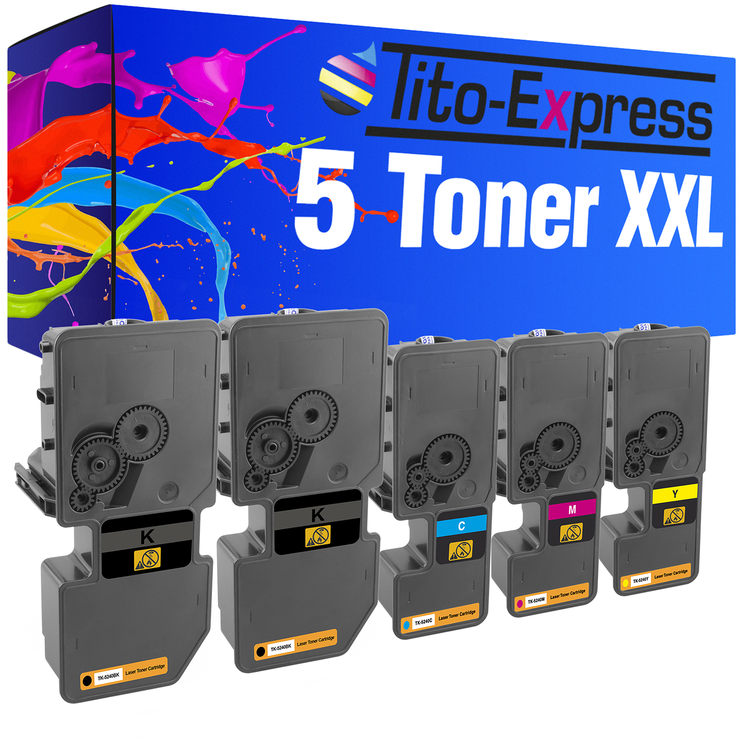 TITO-EXPRESS PLATINUMSERIE 5 Toner ersetzt magenta, (1T02R70NL0) Kyocera yellow TK-5240 cyan, Toner black