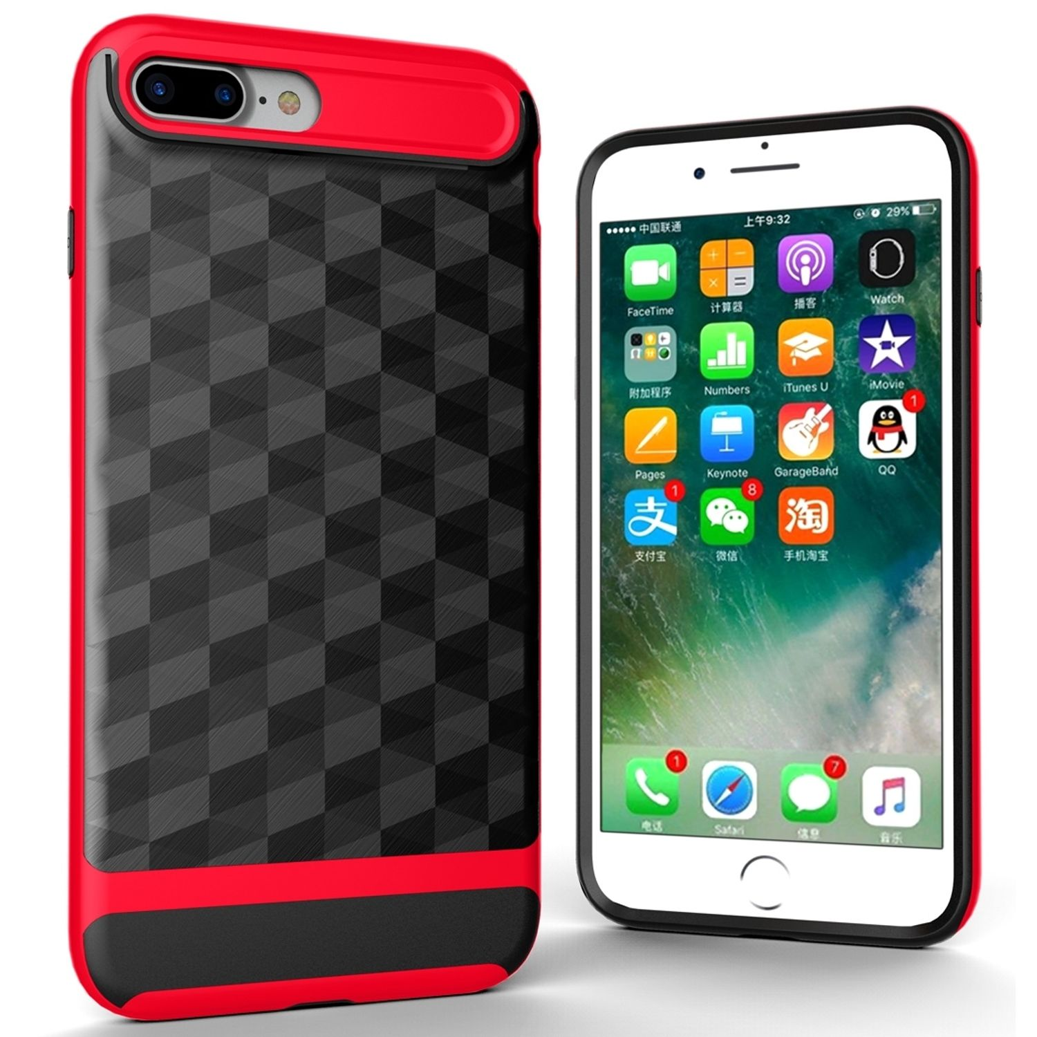 8 iPhone Schutzhülle, Apple, Rot Plus, Backcover, DESIGN KÖNIG