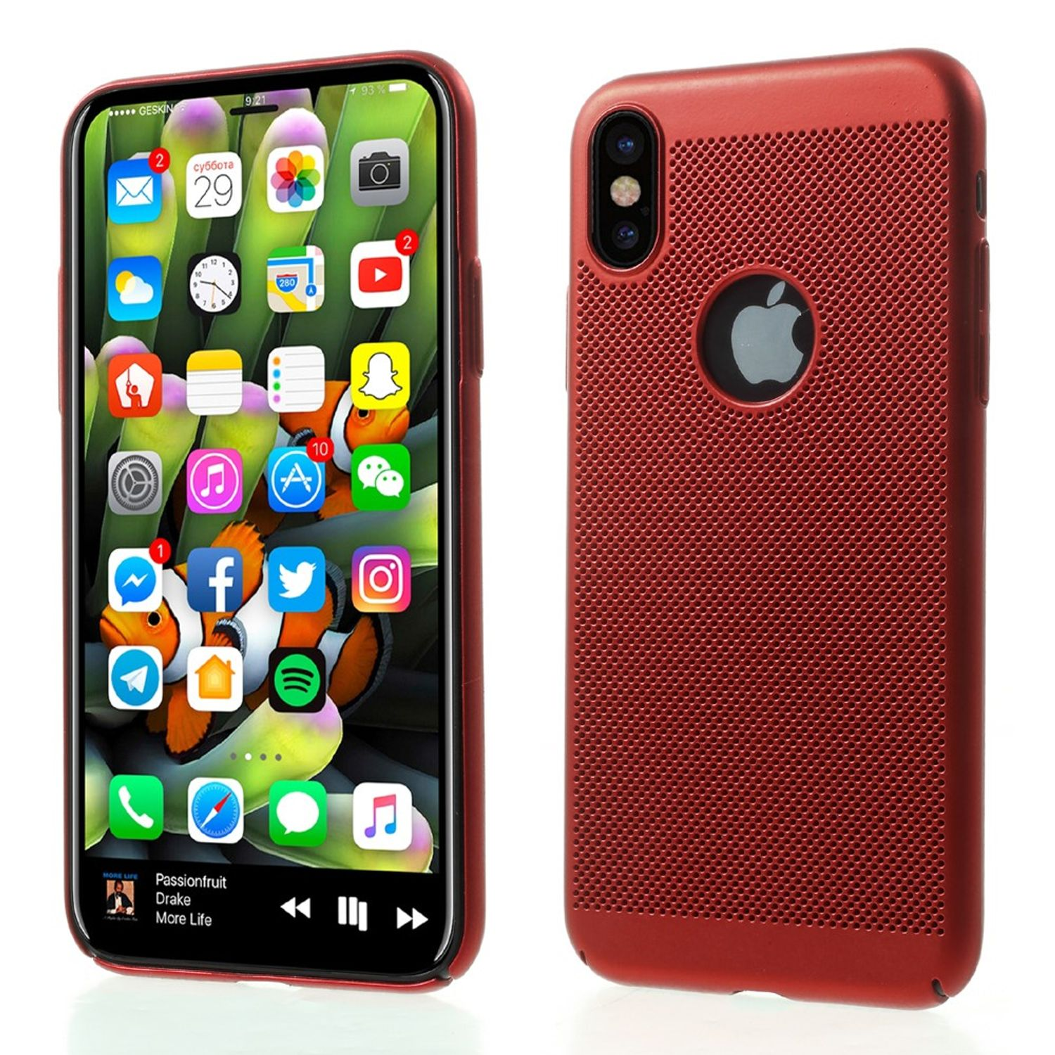 KÖNIG DESIGN X Rot iPhone Backcover, Apple, XS, / Schutzhülle