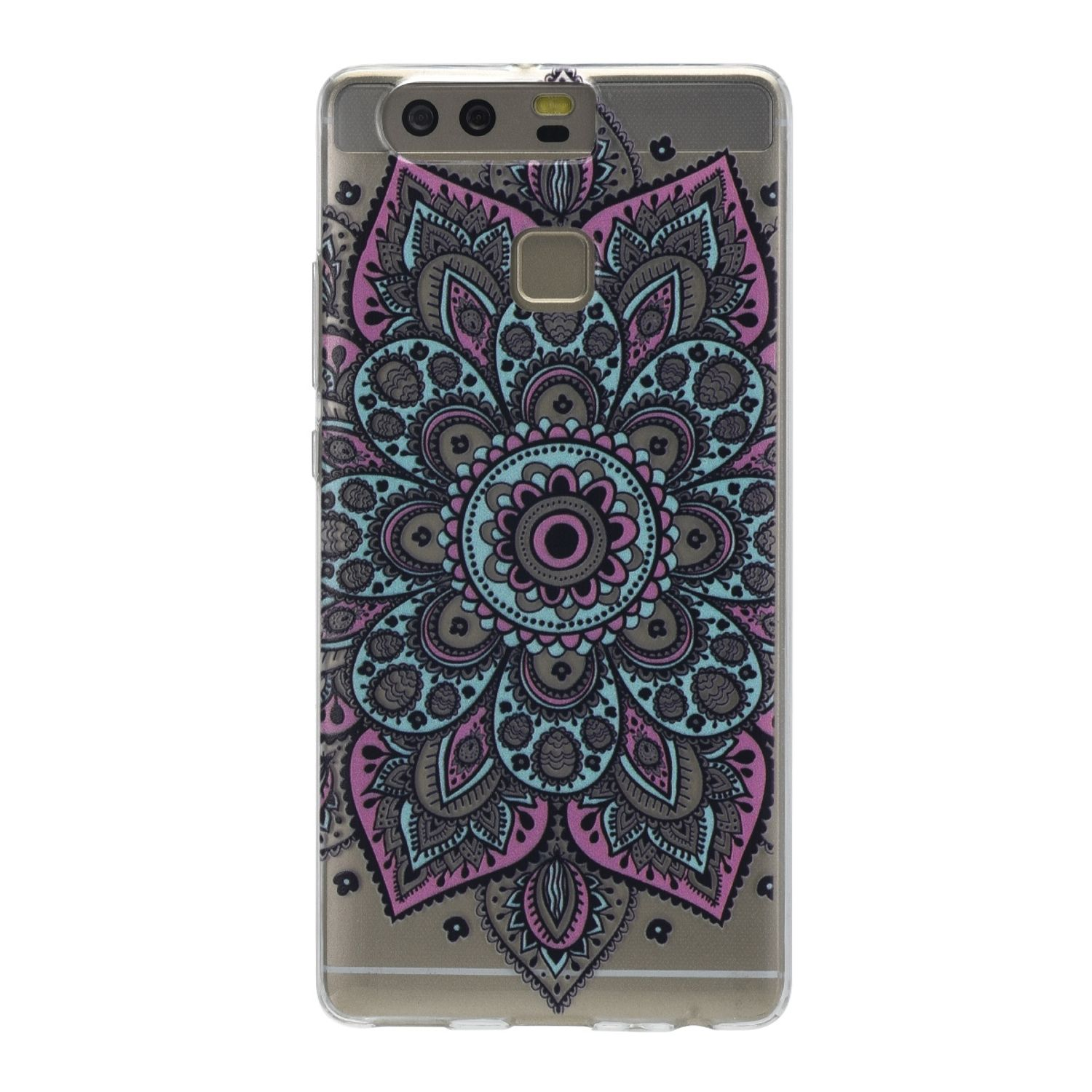 Smartphone-Hülle mit einem bunten Mandala-Design auf der Rückseite.