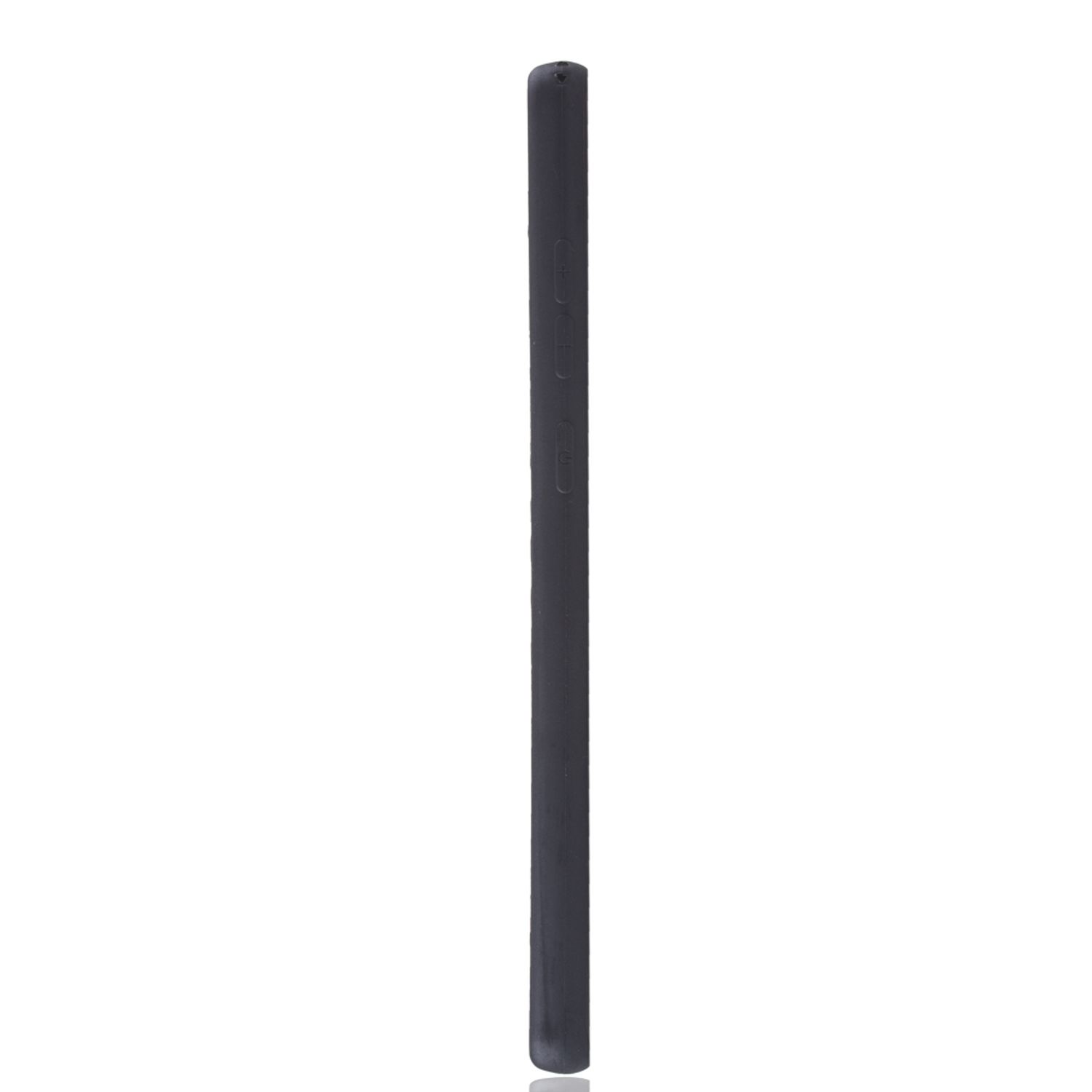 Ein schwarzes Telefon-Seitenprofil, das die Seitentasten zeigt, auf weißem Hintergrund.