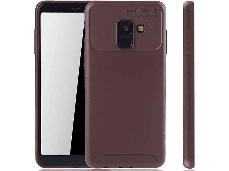 Samsung, A8 Plus Galaxy (2018), Schutzhülle, KÖNIG Braun DESIGN Backcover,