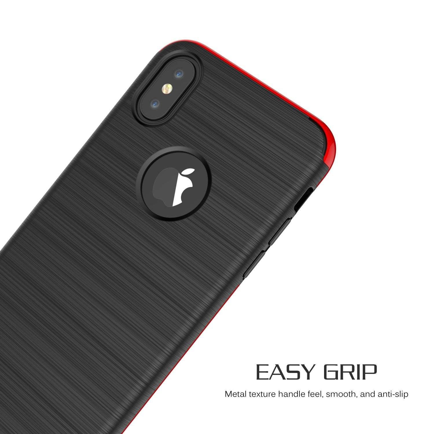 Schwarze und rote Handyhülle, mit einem Logo und dem Text 'EASY GRIP', weißer Hintergrund.